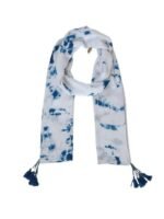 Fashage Blue color Tie-Dye scarves with tassels.