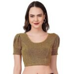 Readymade Shining Lycra Stretchable Round Neck Half Sleeve Blouses || Womens Mettalic Stretchable Readymade Blouses