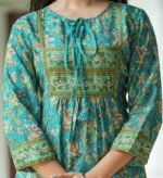 Polyester Women's Floral Placement 3/4 Sleeve and Keyhole Neck Printed Short Kurti - Image 2