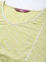 Green Printed Cotton Straight Kurti - Image 5