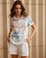 Women Floral Print Regular Fit Polo T-Shirt