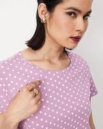 Women Polka-Dot Relaxed Fit Crew-Neck T-Shirt - Image 3