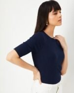 Women Ribbed Round-Neck Top - Image 3